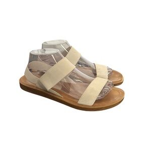 Steve Madden Women’s Iria Tan Sandals Elastic Strap Flat Slide Size 9.5